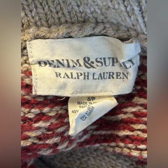 Ralph Lauren Denim & Supply Aztec Pattern Shawl Collar Cardigan Sweater Sz Small - Picture 7 of 9